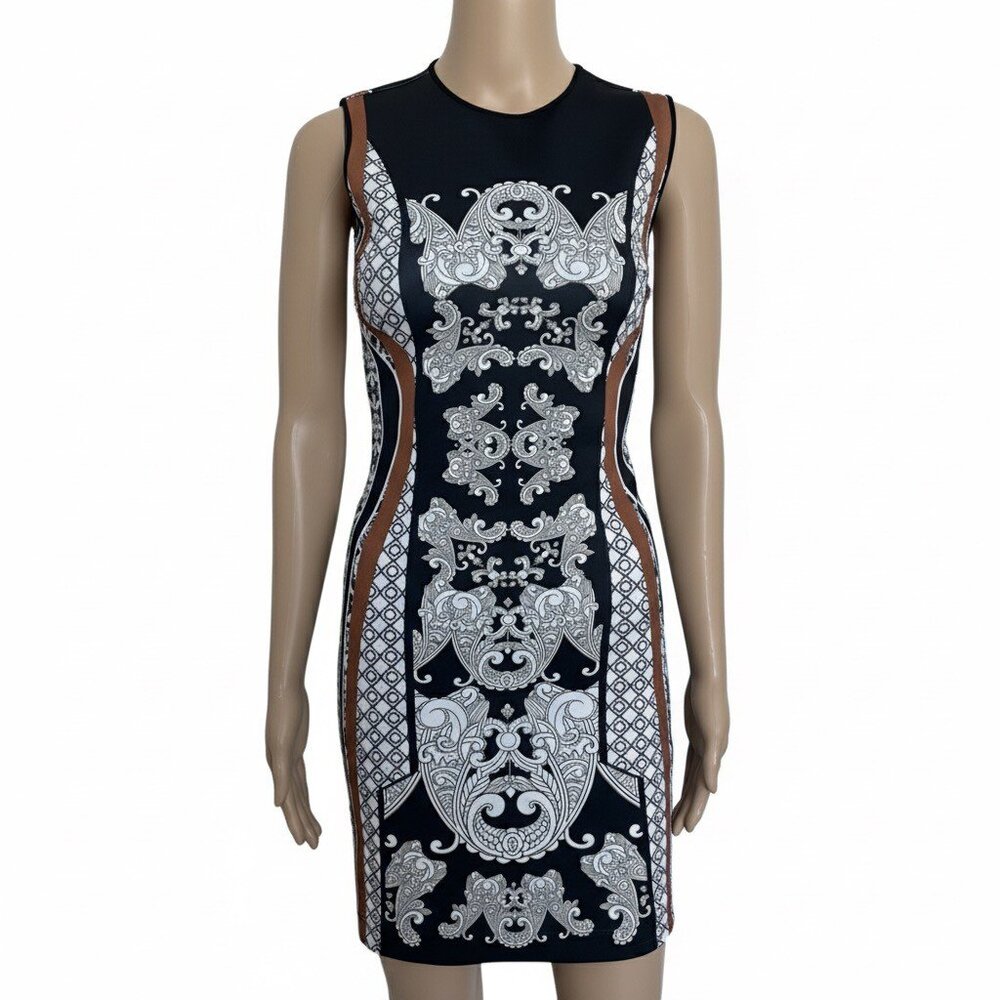 Clover Canyon Baroque Print Scuba Bodycon Dress - Black/White